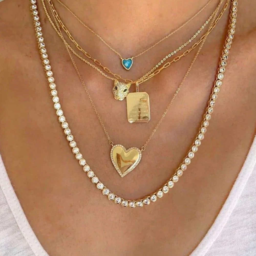 MELINDA MARIA Emilia Heart Gold Pave Diamondette Necklace